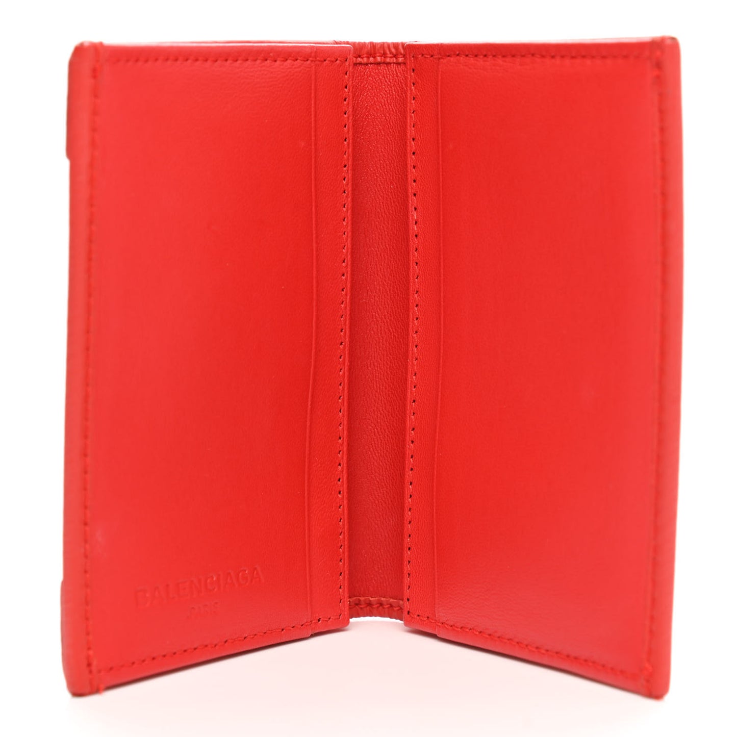 Matte Goatskin Rubber Covered Classic Hardware Card Case Rouge Coquelicot