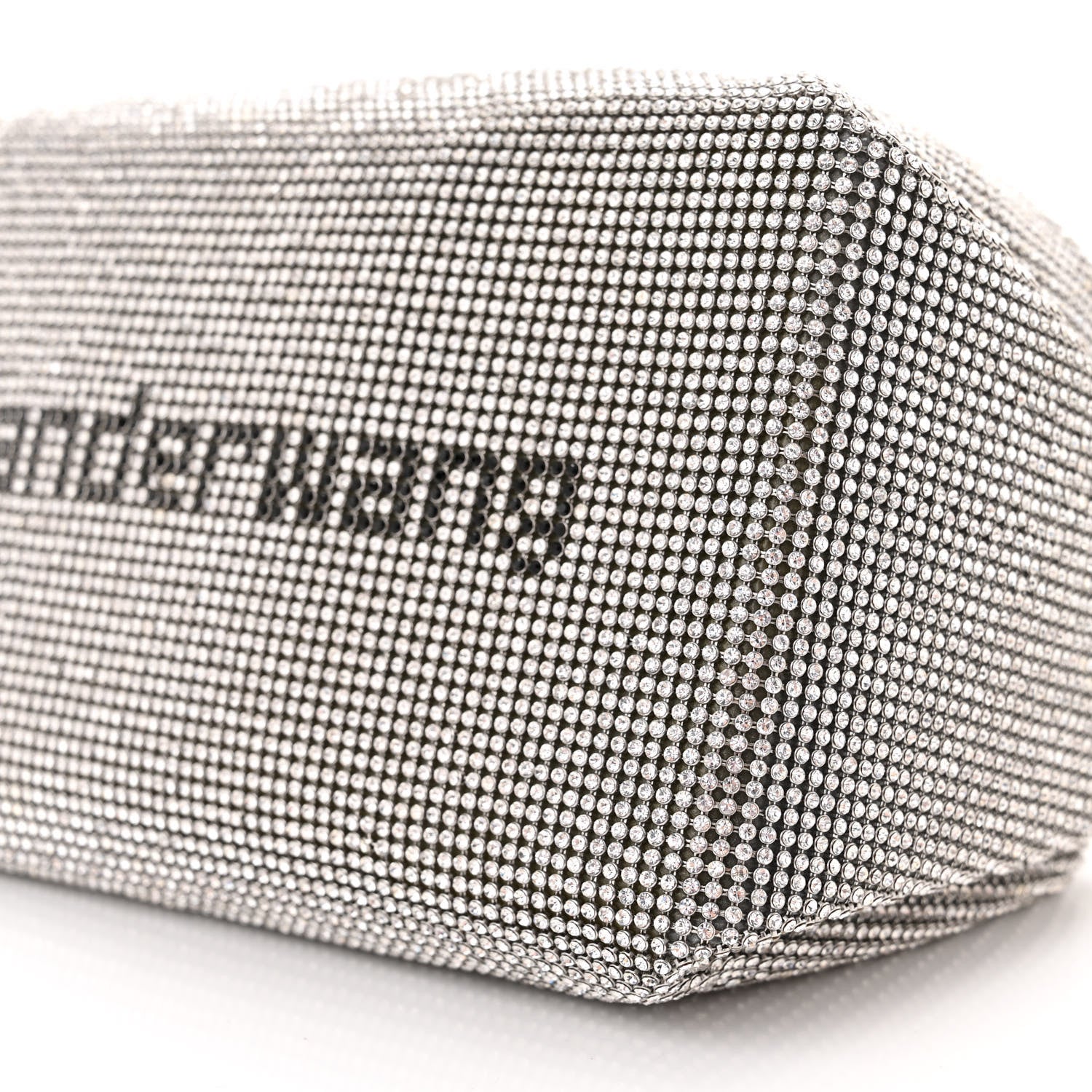Alexander Wang Mesh Crystal Rhinestone Mini Scrunchie Clutch Black Silver 9 of 10