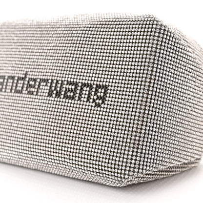 Alexander Wang Mesh Crystal Rhinestone Mini Scrunchie Clutch Black Silver 9 of 10