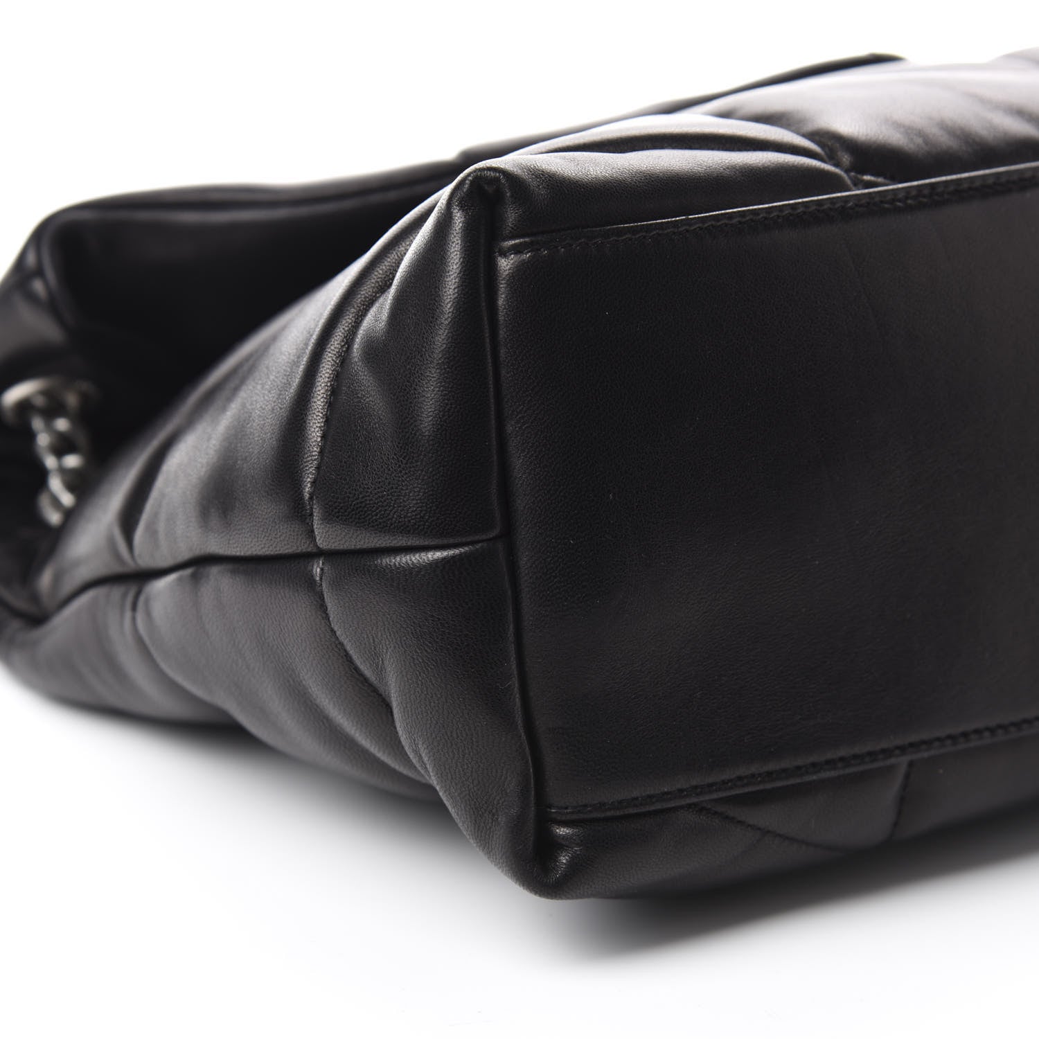 Saint Laurent Lambskin Quilted Medium Loulou Puffer Monogram Chain Satchel Black 6 of 11