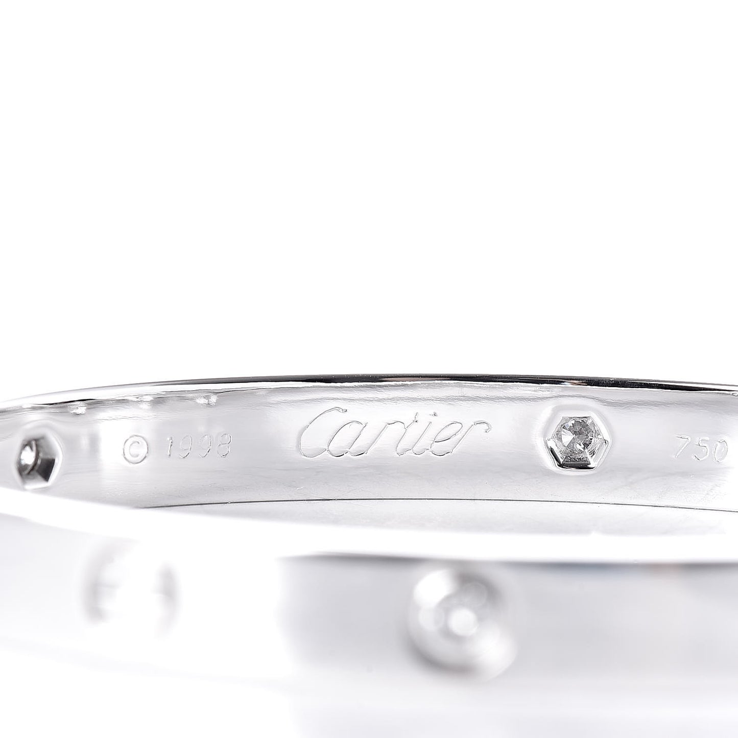 18K White Gold 6 Diamond LOVE Bracelet 17