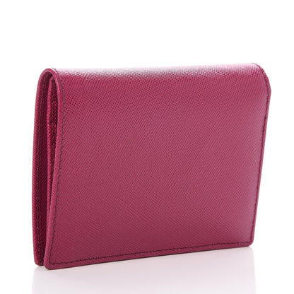 Prada Saffiano Metal Bi-Fold Wallet Ibisco 3 of 7