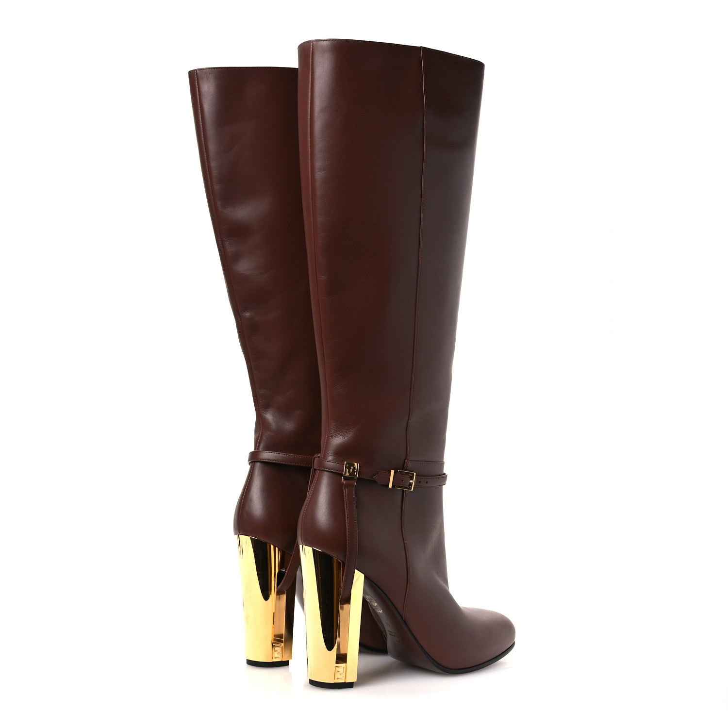 Fendi Vitello Delfina Knee High Boots 41 Acorn 5 of 14