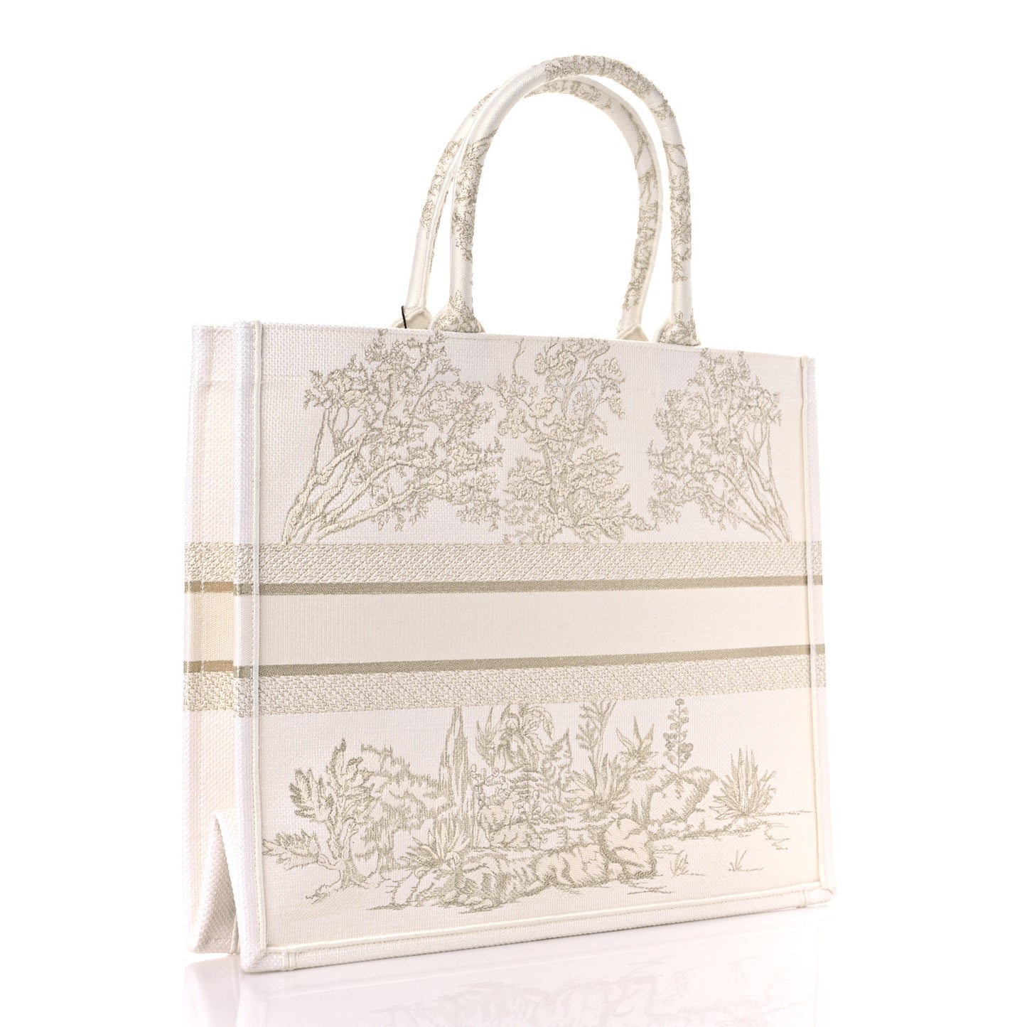 Canvas Embroidered Large Around The World Book Tote Gold