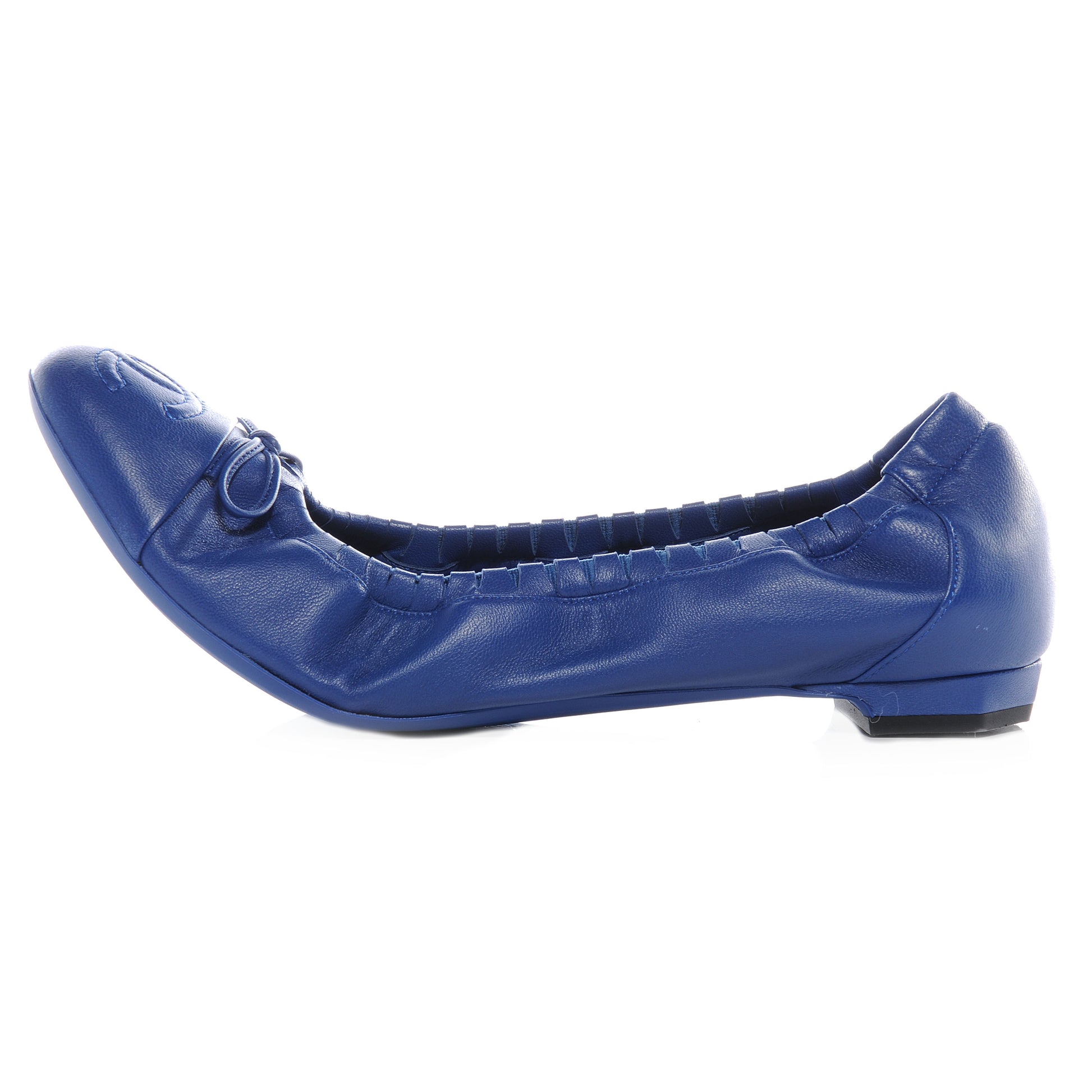 Chanel Leather Cap Toe Ballet Flats 40 Royal Blue 1 of 7