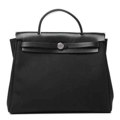 Hermes Toile Vache Calfskin Herbag 30 PM Black 1 of 7