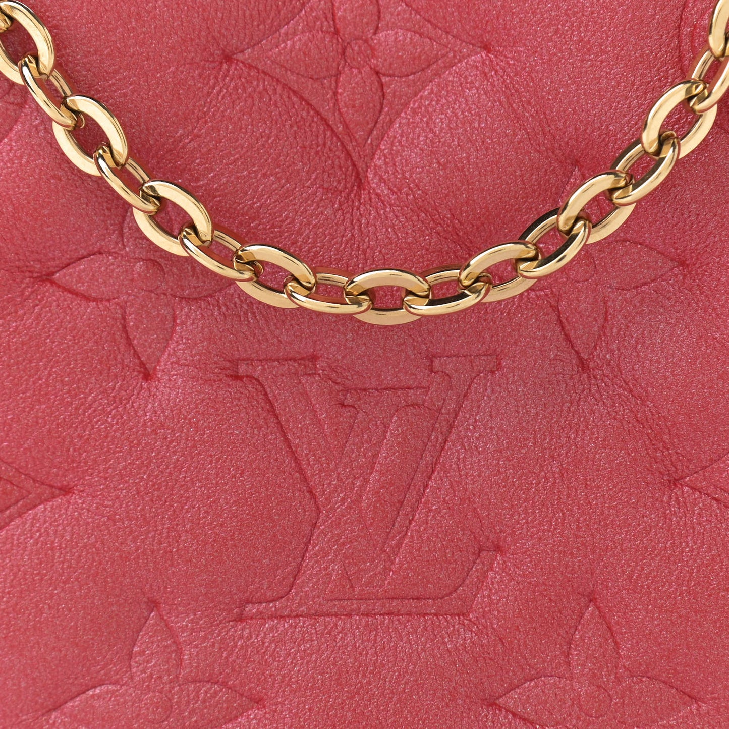 Lambskin Embossed Monogram Fall In Love Sac Coeur Heart Chain Bag Lipstick Red