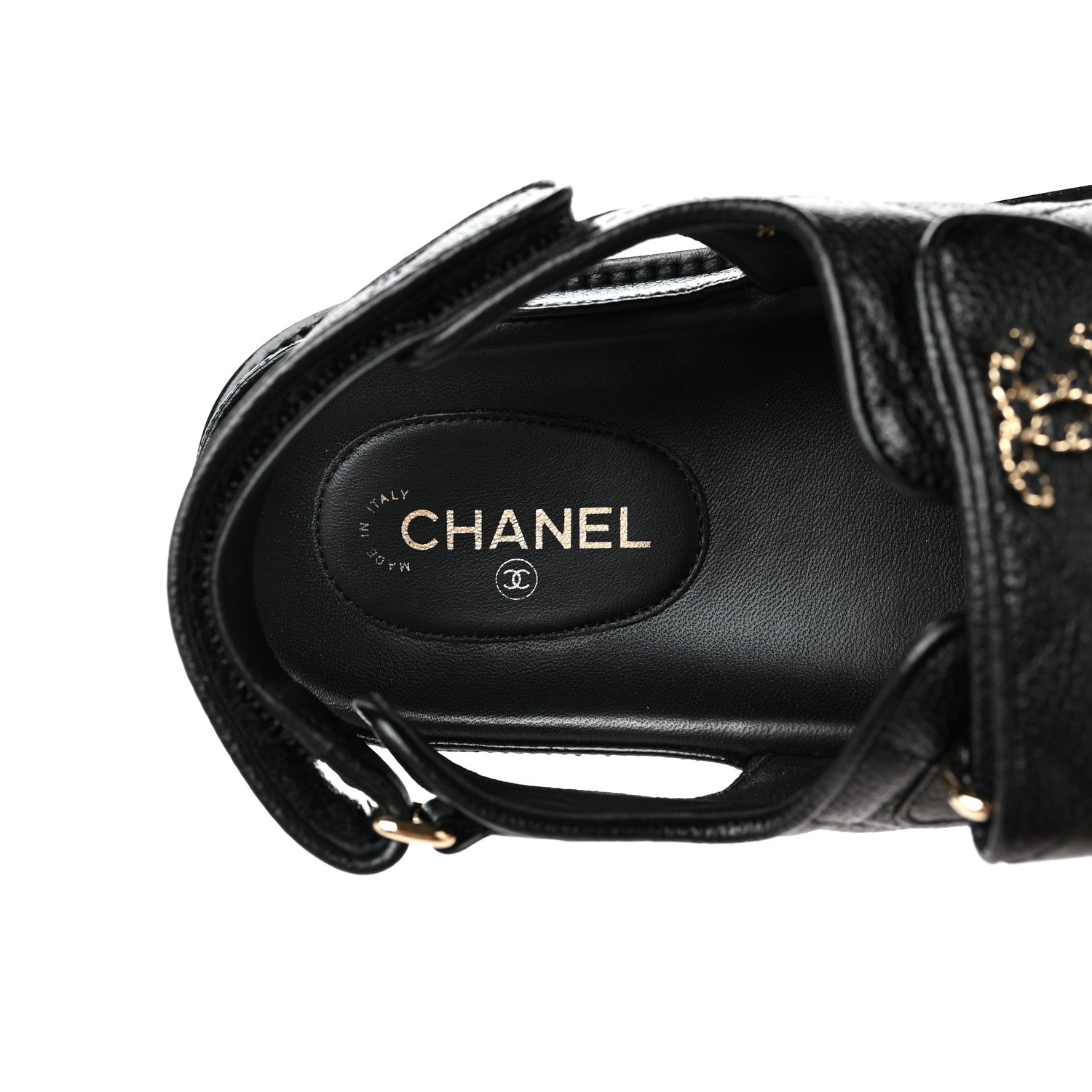 Chanel Grained Calfskin Velcro Dad Sandals 39 Black 7 of 9