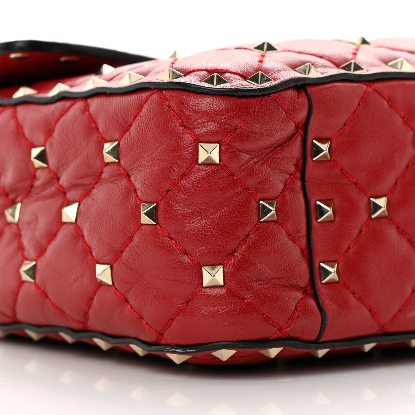 Nappa Medium Rockstud Spike Shoulder Bag Rosso Valentino