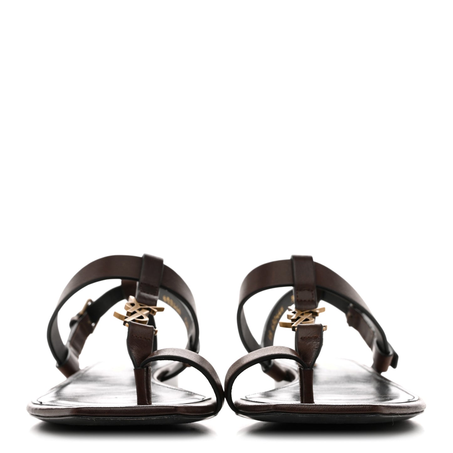 Calfskin Cassandra Monogram Sandals 36.5 Dark Brown