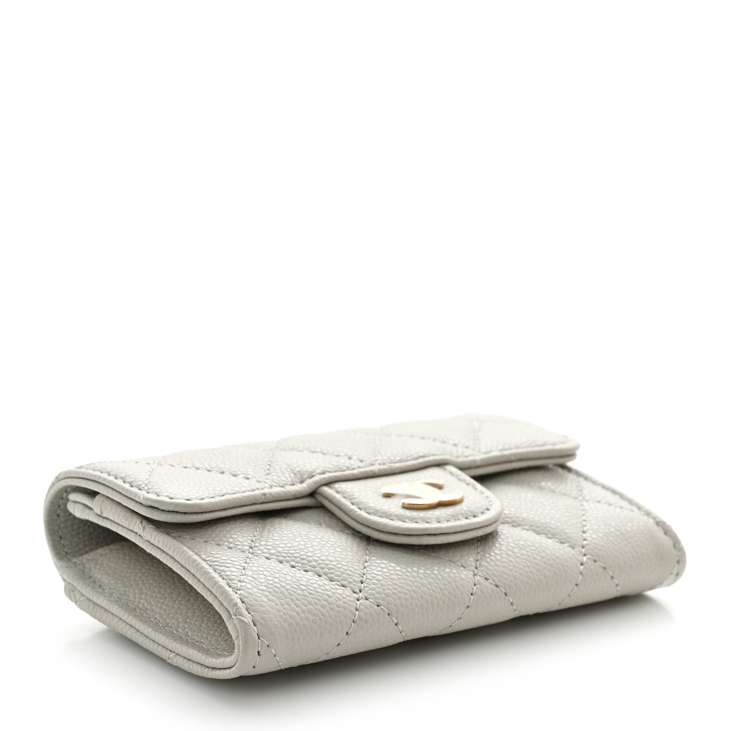 Chanel Caviar Quilted Flap Card Holder Wallet Light Grey 4 of 9