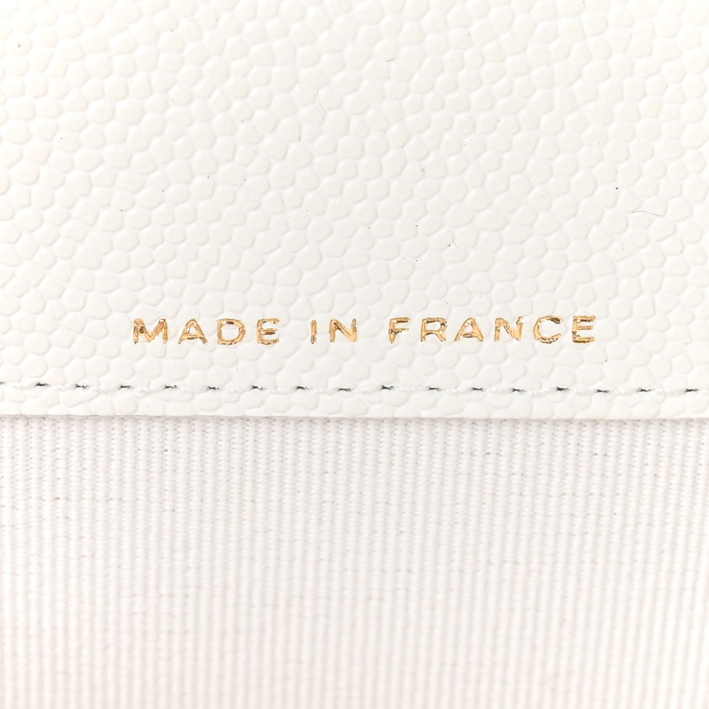 Caviar Quilted Flap Card Holder Wallet White