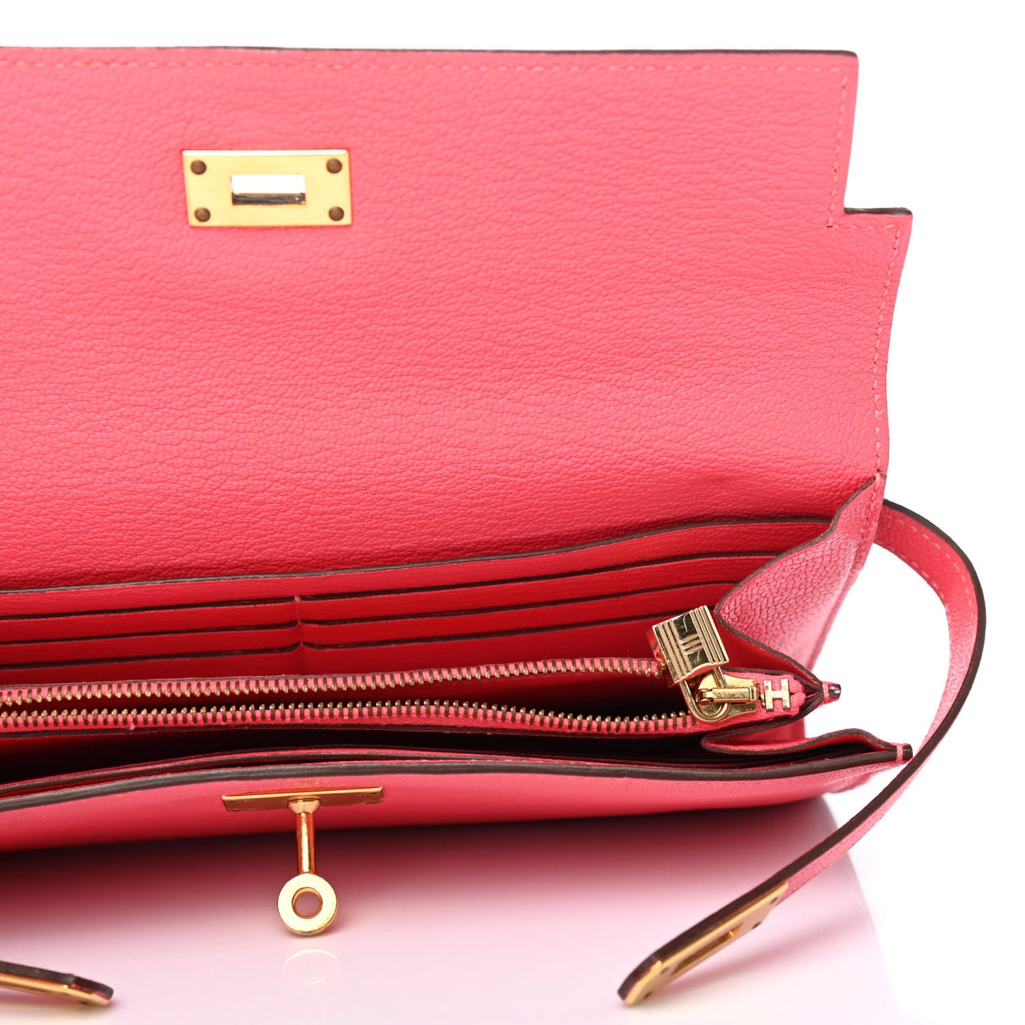 Chevre Mysore Kelly Longue Wallet Rose Lipstick