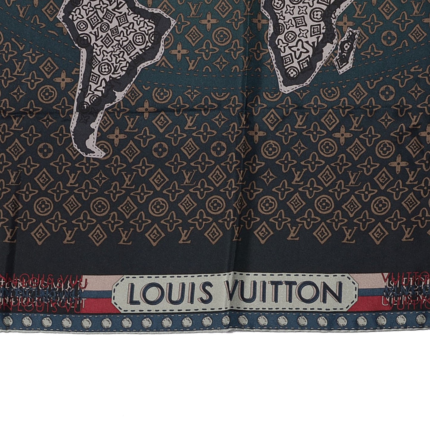 Silk Monogram Map Square Scarf Petrole Blue