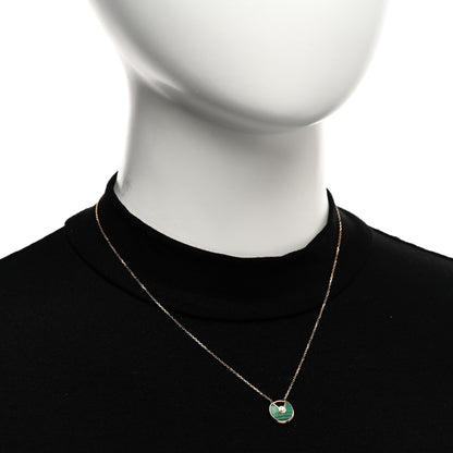 Cartier 18K Pink Gold Diamond Malachite XS Amulette de Cartier Pendant Necklace 2 of 5