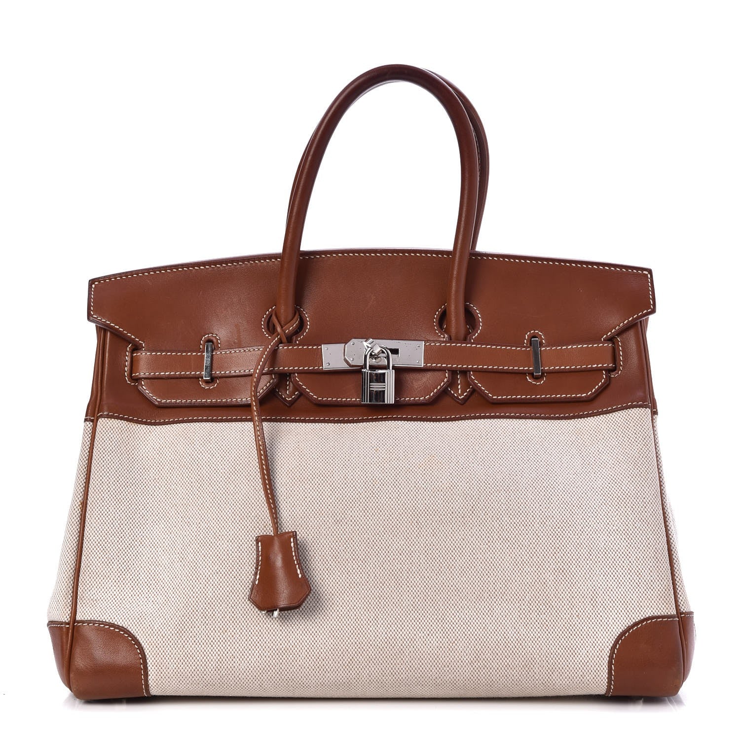 Hermes Toile Barenia Birkin 35 Fauve 1 of 45