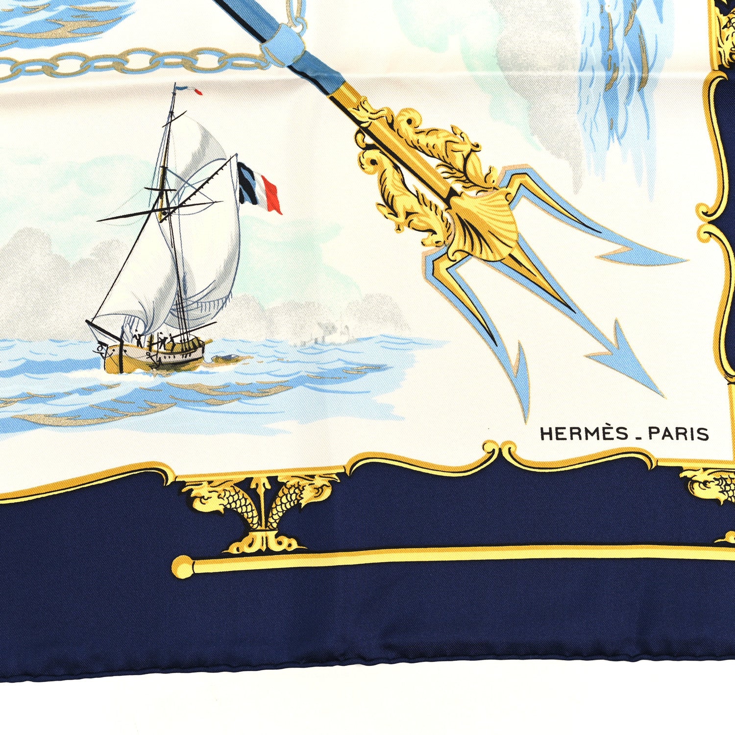 Hermes Silk La Marine En Bois Scarf 90 2 of 3