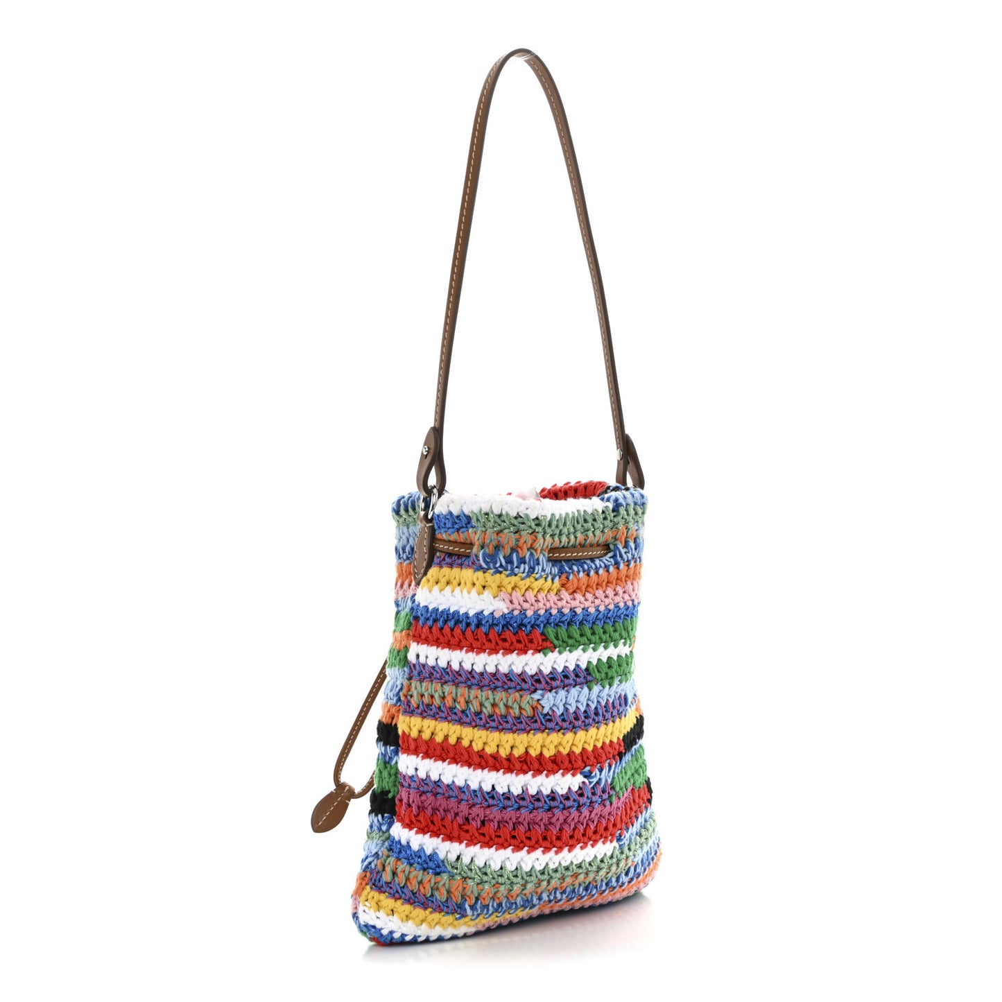Fabric Crochet Drawstring Pouch Multicolor