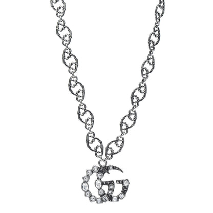 Gucci Crystal Marmont Necklace Aged Silver 2 of 5