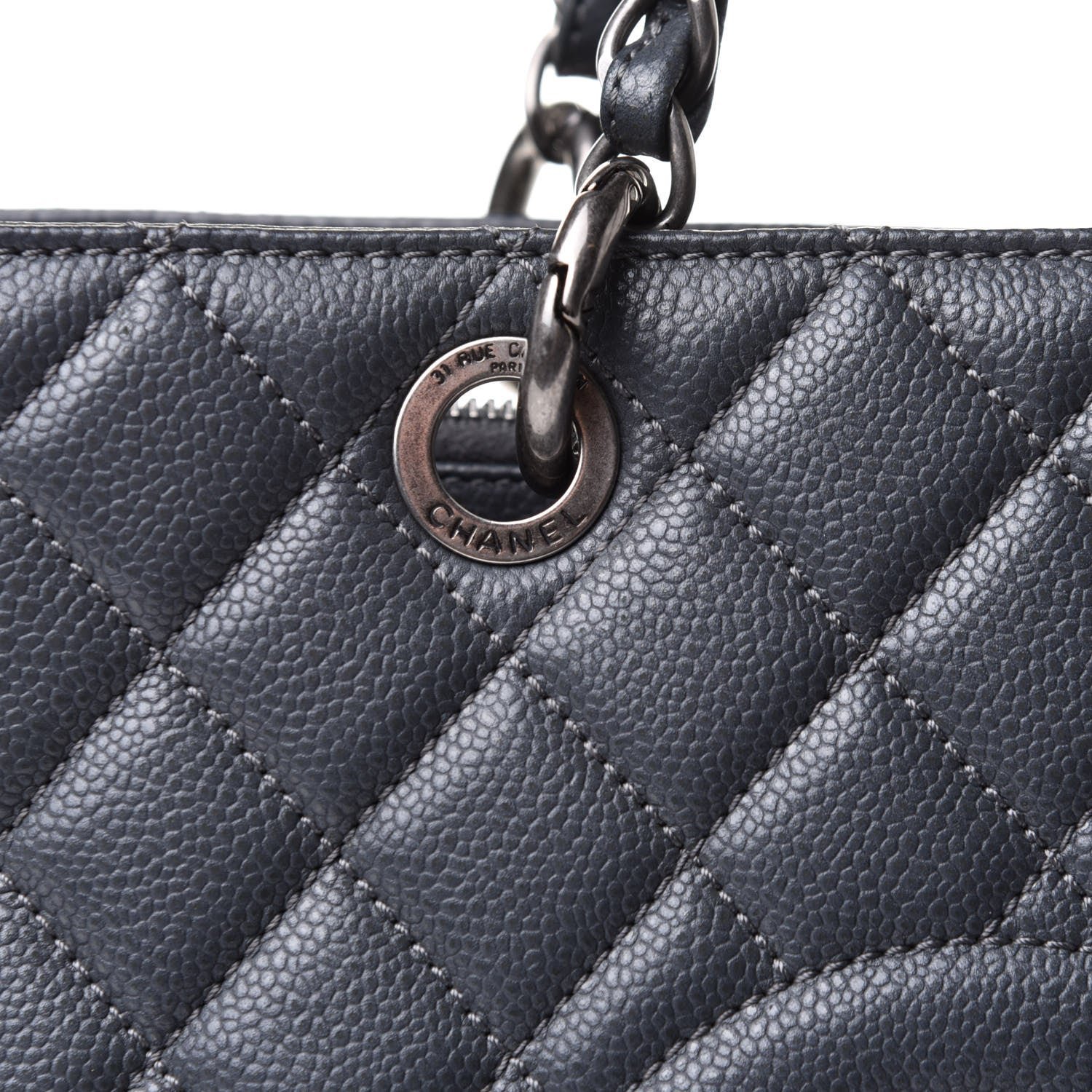 Chanel Caviar Quilted Grand Shopping Tote GST Grey 8 of 12