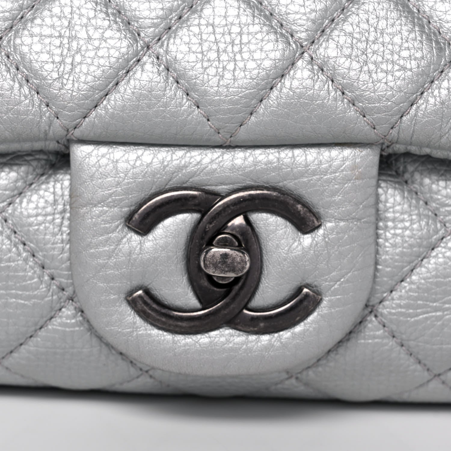 Chanel Metallic Calfskin Quilted XXL Travel Flap Bag Silver 8 of 14