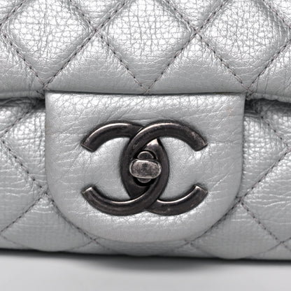 Chanel Metallic Calfskin Quilted XXL Travel Flap Bag Silver 8 of 14