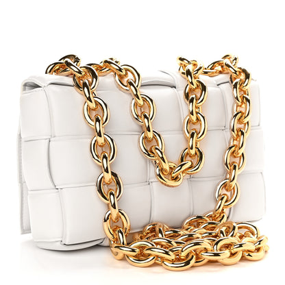 Bottega Veneta Lambskin Maxi Intreccio Padded Chain Cassette Crossbody Bag White 3 of 9