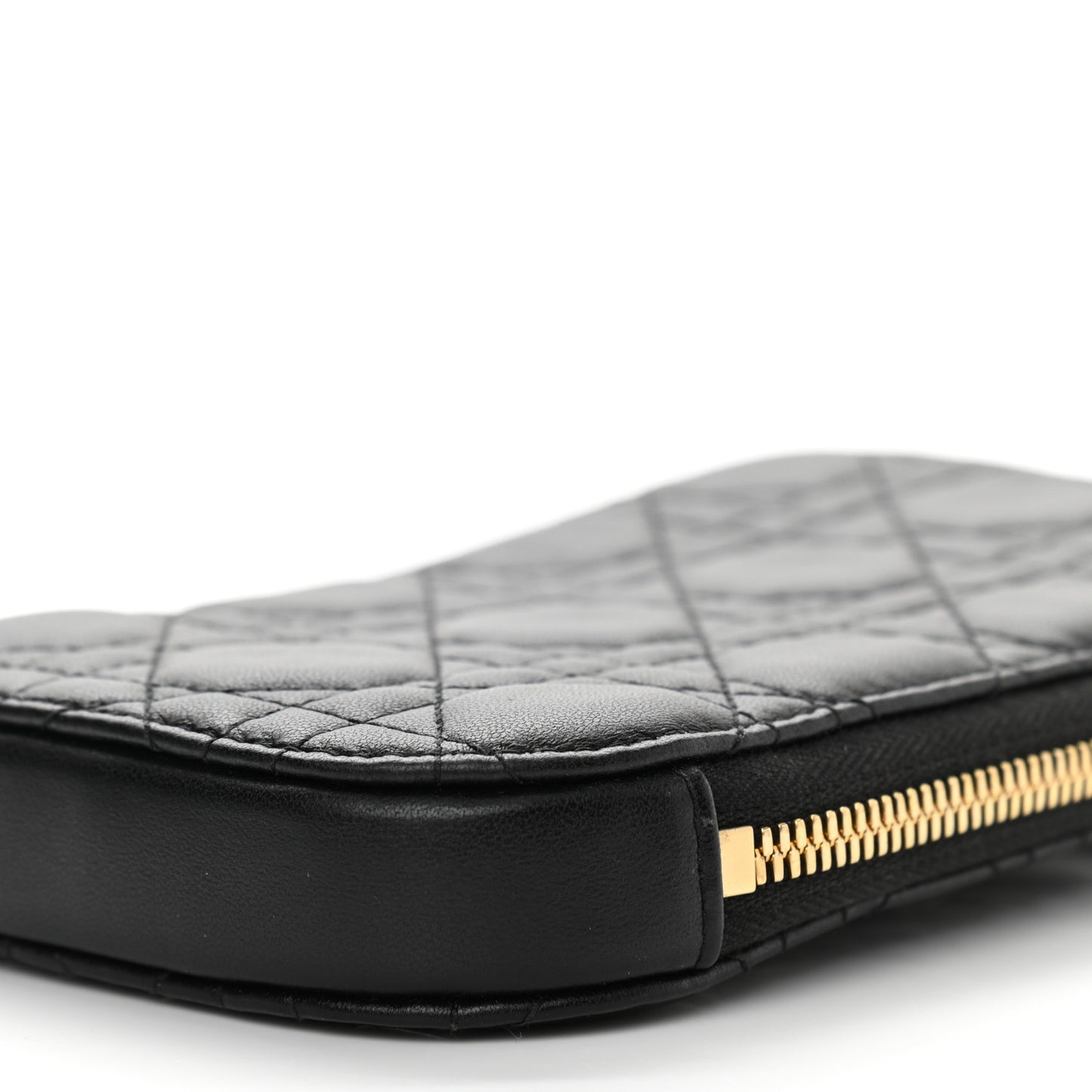 Lambskin Cannage Lady Dior Phone Holder Black