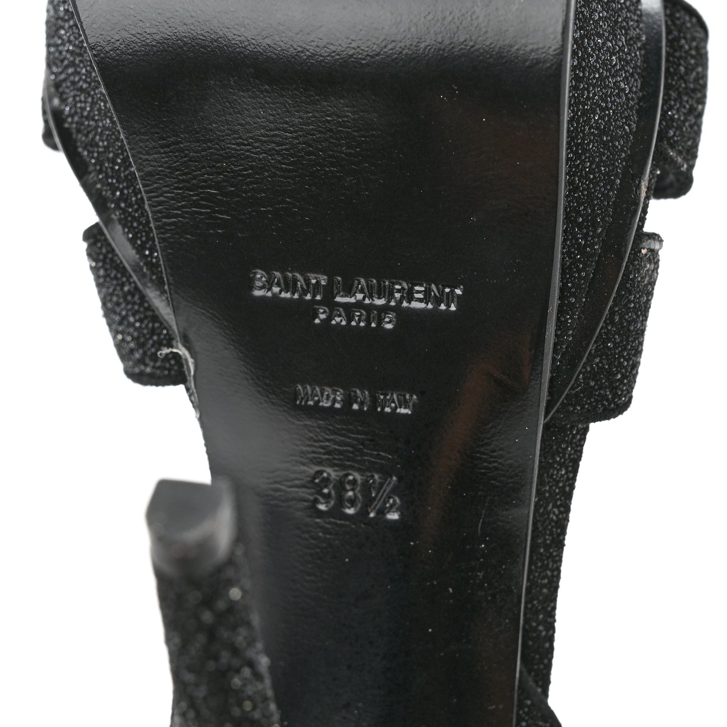 Glitter Effect Calfskin Tribute 105 Platform Sandals 38.5 Black