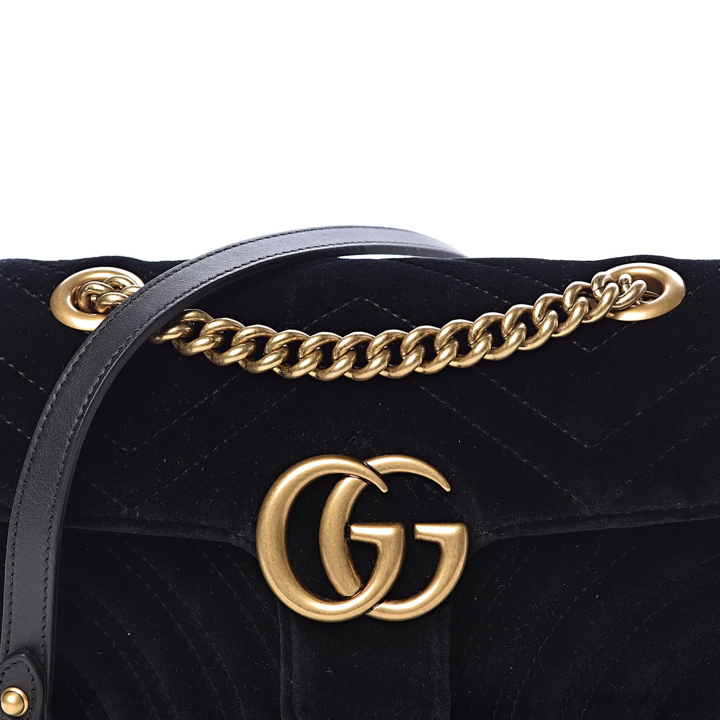 Velvet Matelasse Mini GG Marmont Shoulder Bag Black