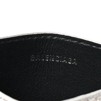 Balenciaga Glitter Calfskin Logo Cash Rounded Card Holder Silver Black 6 of 9