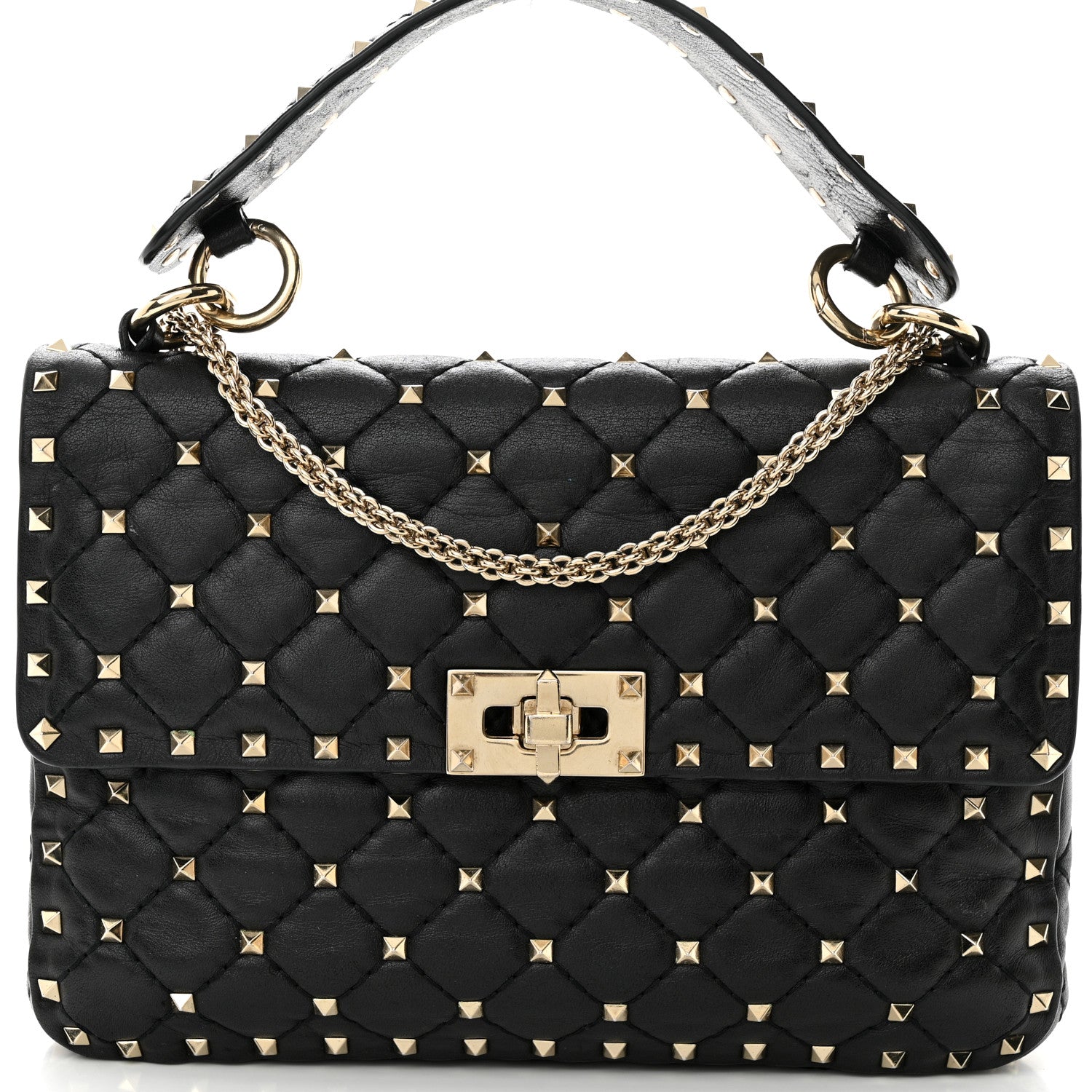 Valentino Garavani Nappa Medium Rockstud Spike Shoulder Bag Black 7 of 12