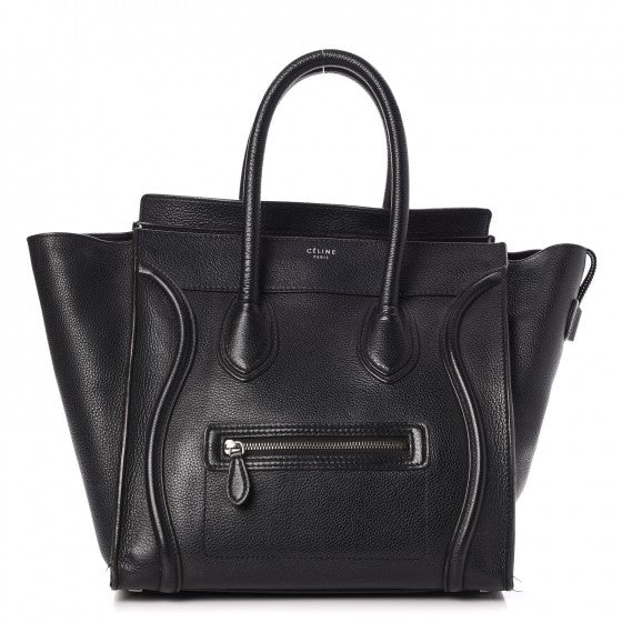 Drummed Calfskin Mini Luggage Black