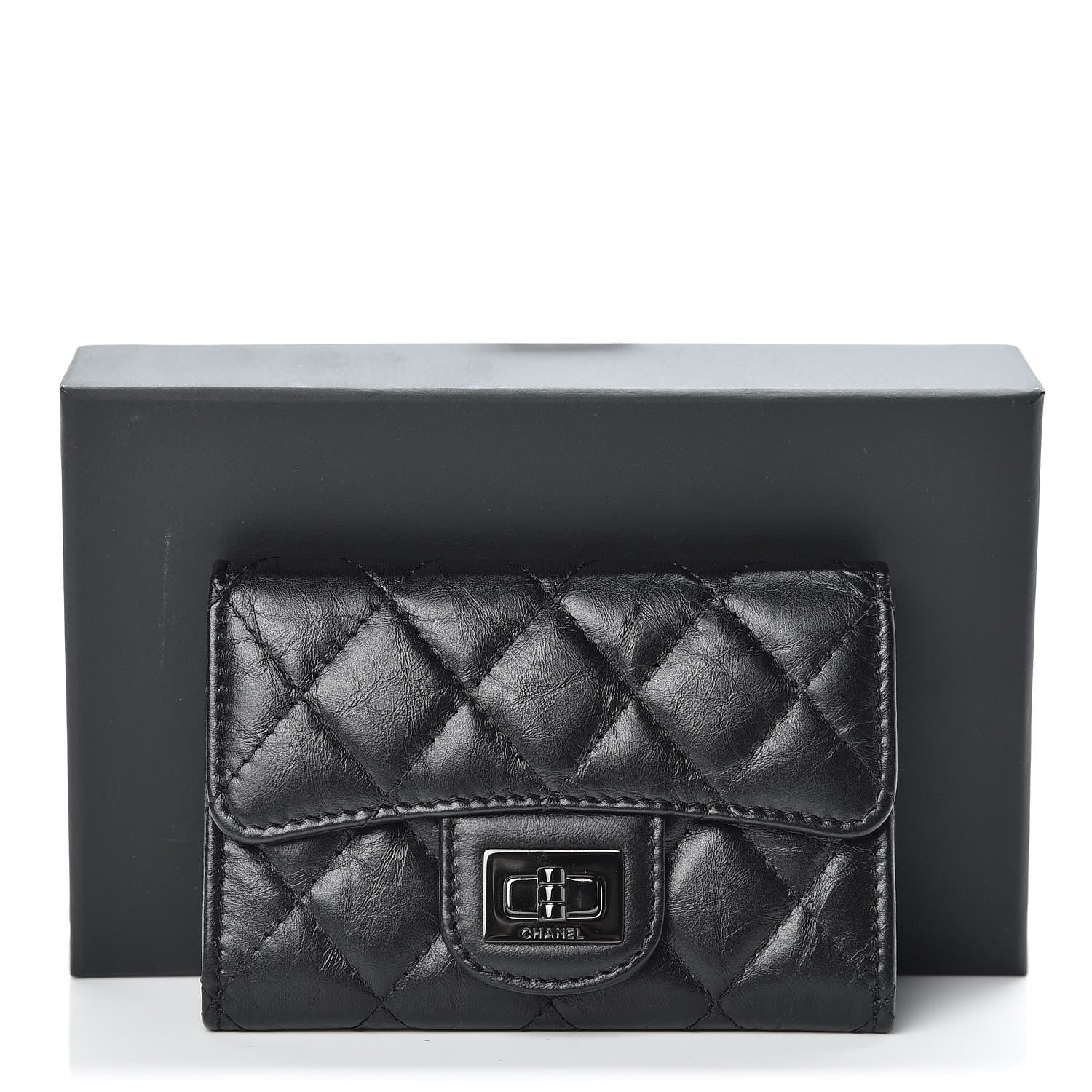 Chanel Aged Calfskin Quilted Reissue Flap Card Holder Wallet So Black 9 of 9