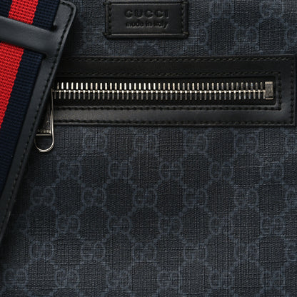Gucci GG Supreme Monogram Web Small Flat Messenger Bag Black Grey 8 of 12
