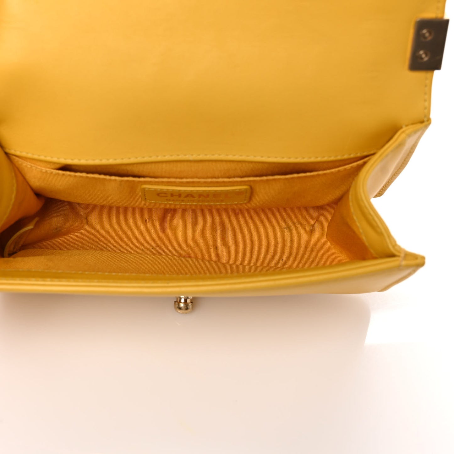 Lambskin Quilted Small Boy Flap Yellow