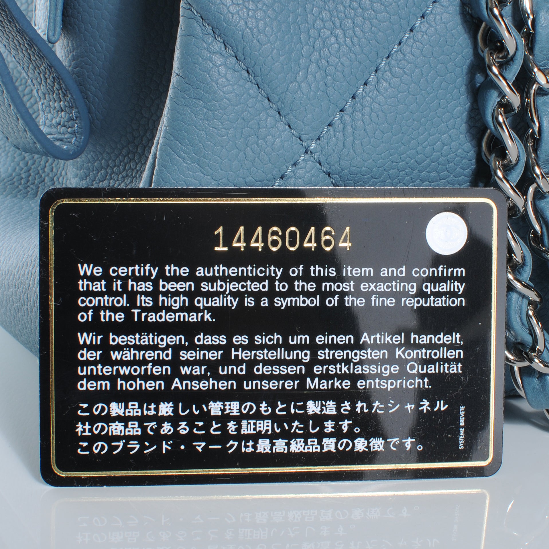 Chanel Caviar Timeless CC Shopping Tote Blue 9 of 9
