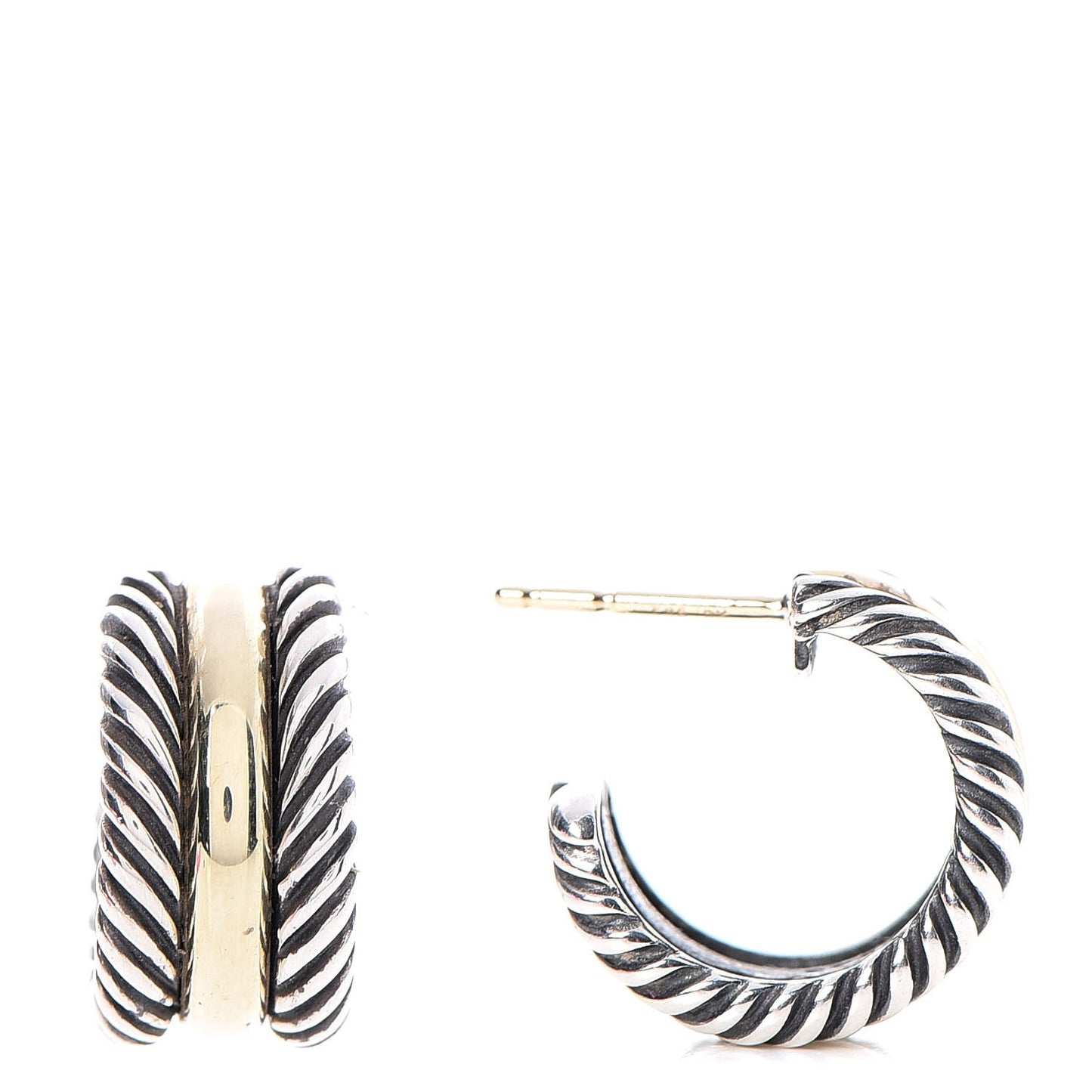 Sterling Silver 14K Yellow Gold 16mm Cable Classics Hoop Earrings