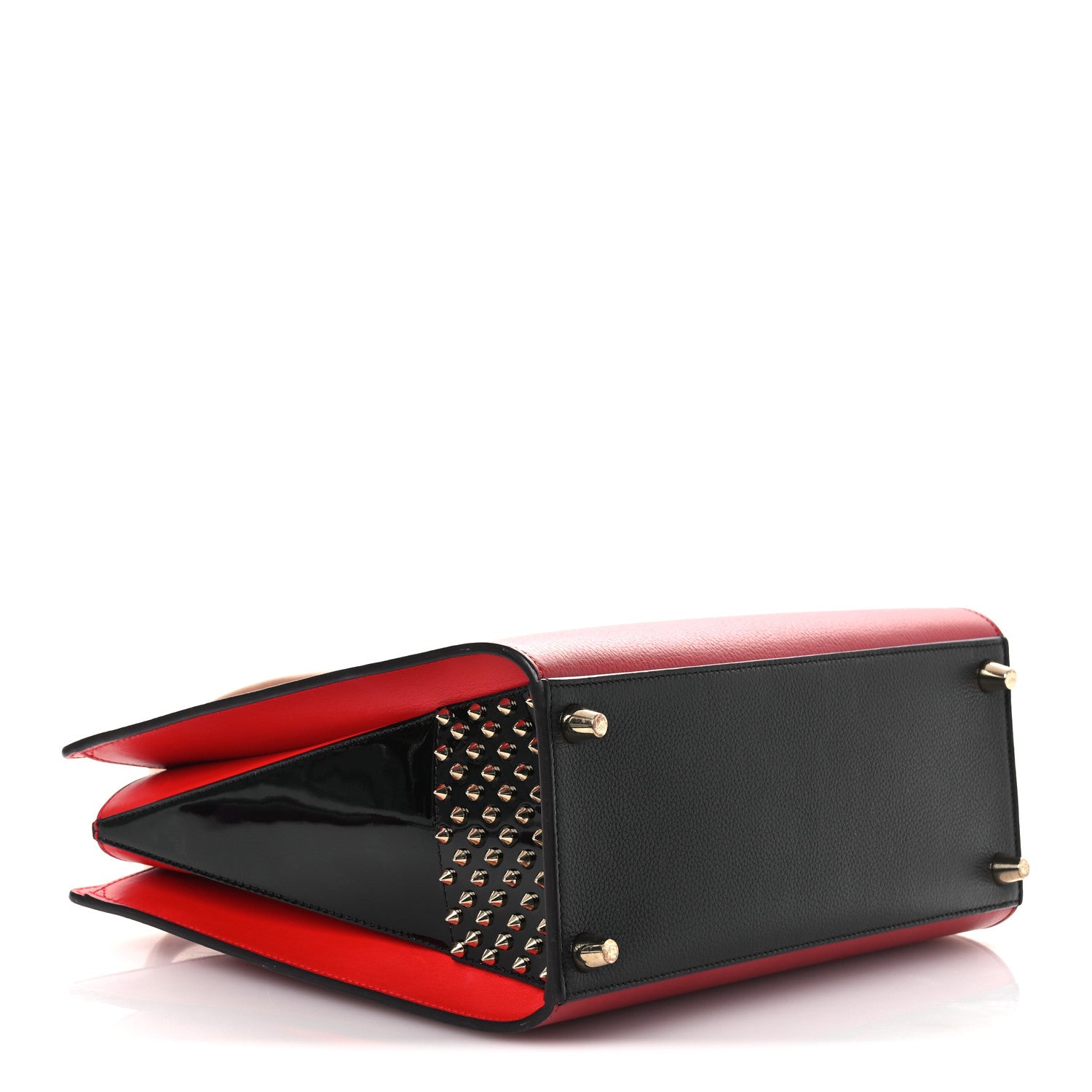 Christian Louboutin Calfskin Empire Patent Studded Medium Paloma Loulou Carmin Black 4 of 14