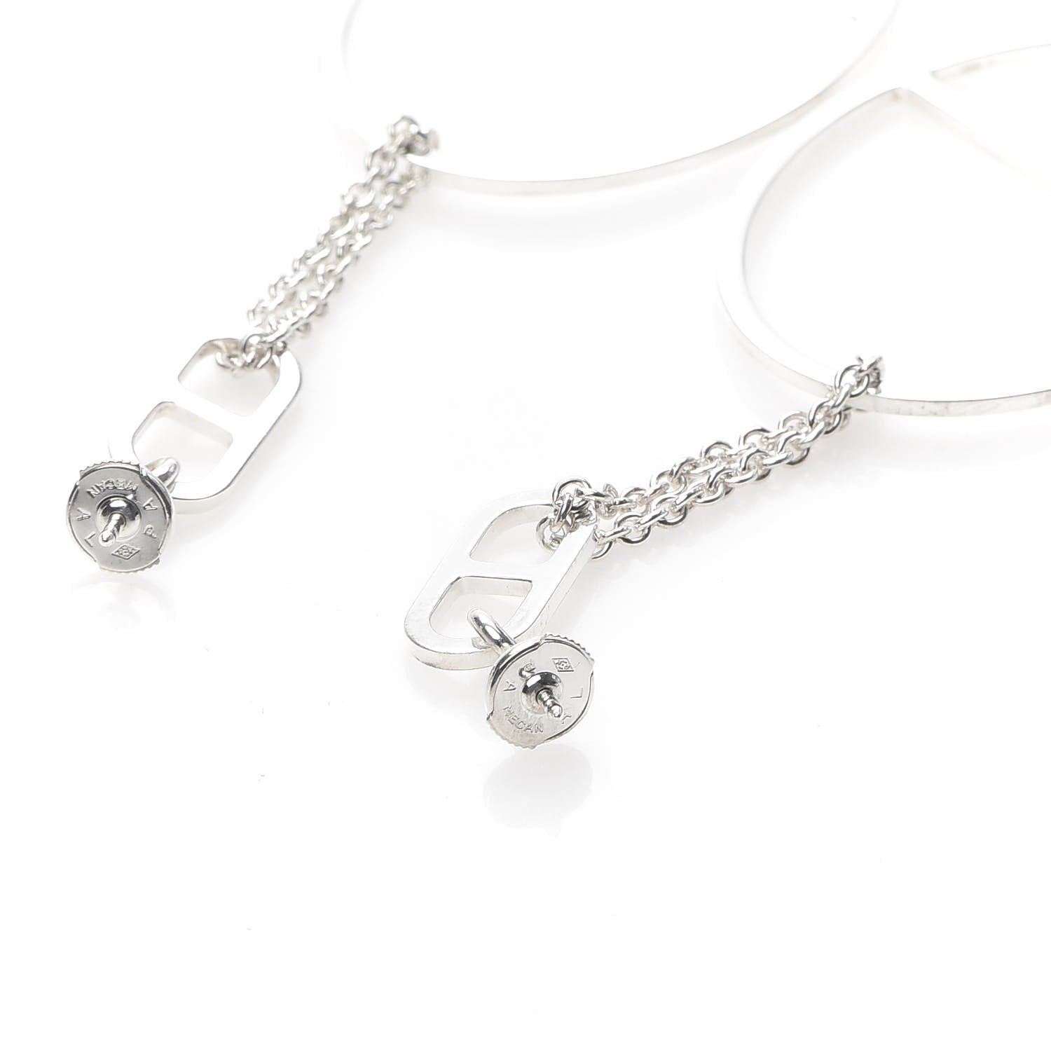 Hermes Sterling Silver Azur Drop Earrings 3 of 5