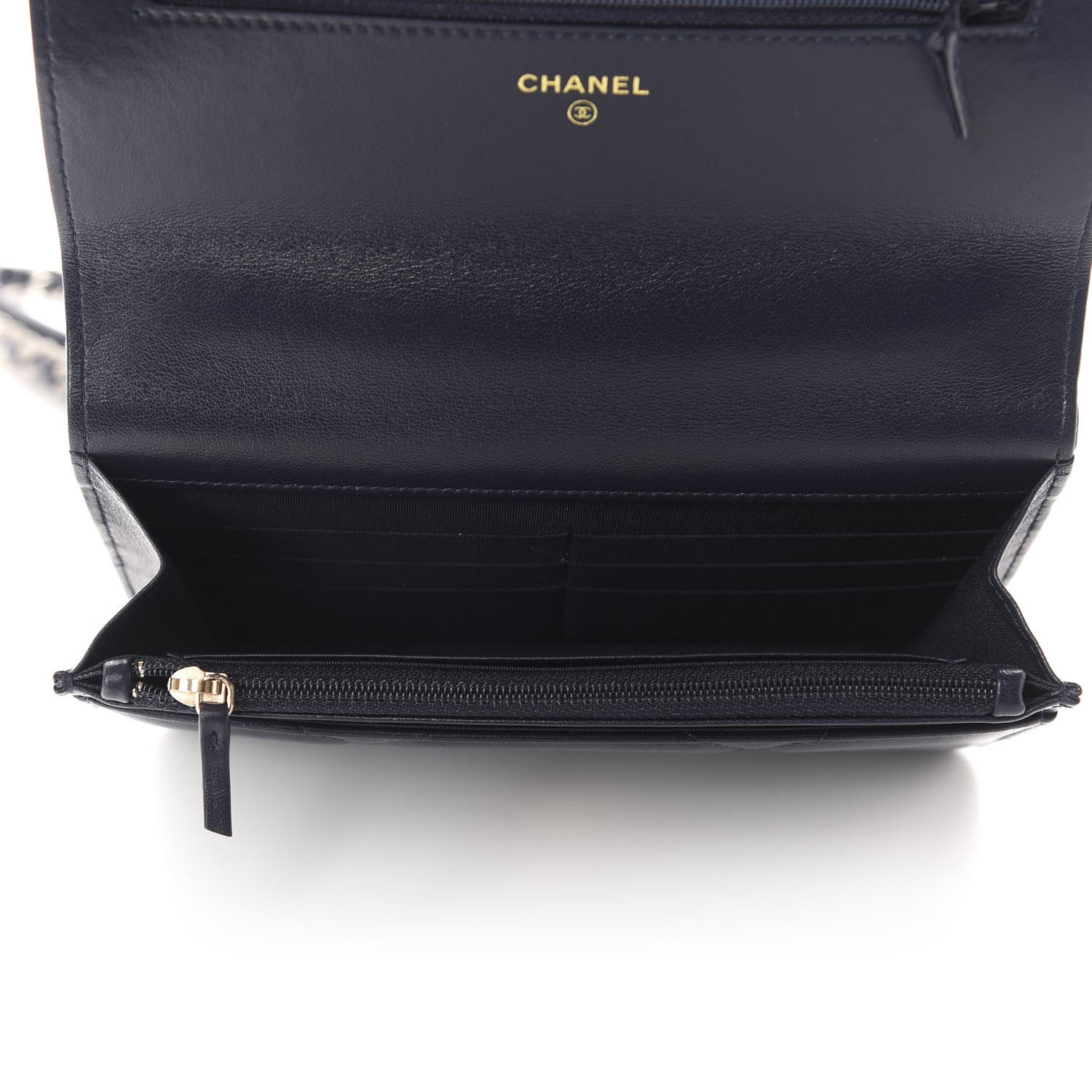Chanel Lambskin Quilted 19 Wallet On Chain WOC Navy Blue 5 of 12
