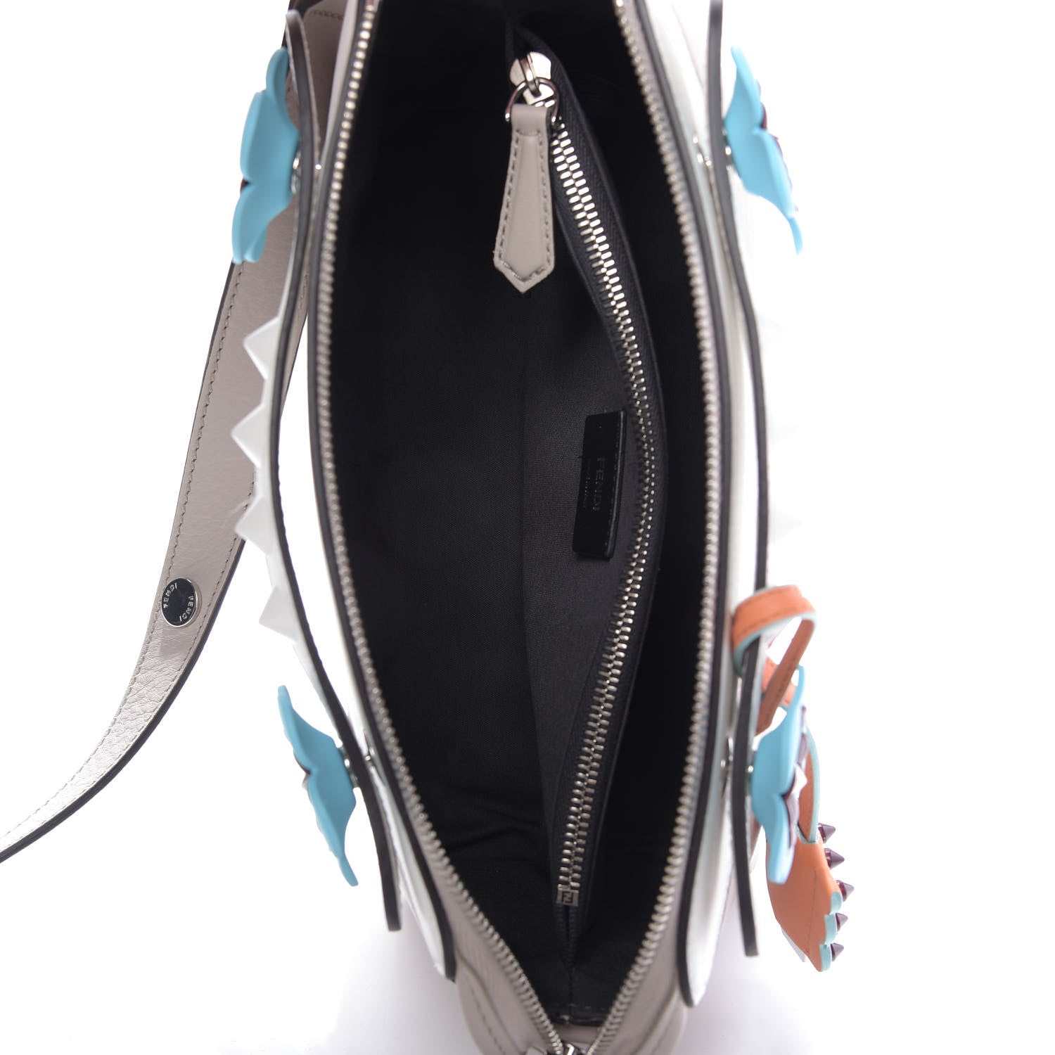 Fendi Vitello Dolce Flowerland Studded Medium By The Way Boston Bag Grigio Polvere White Ice Multicolor 5 of 9