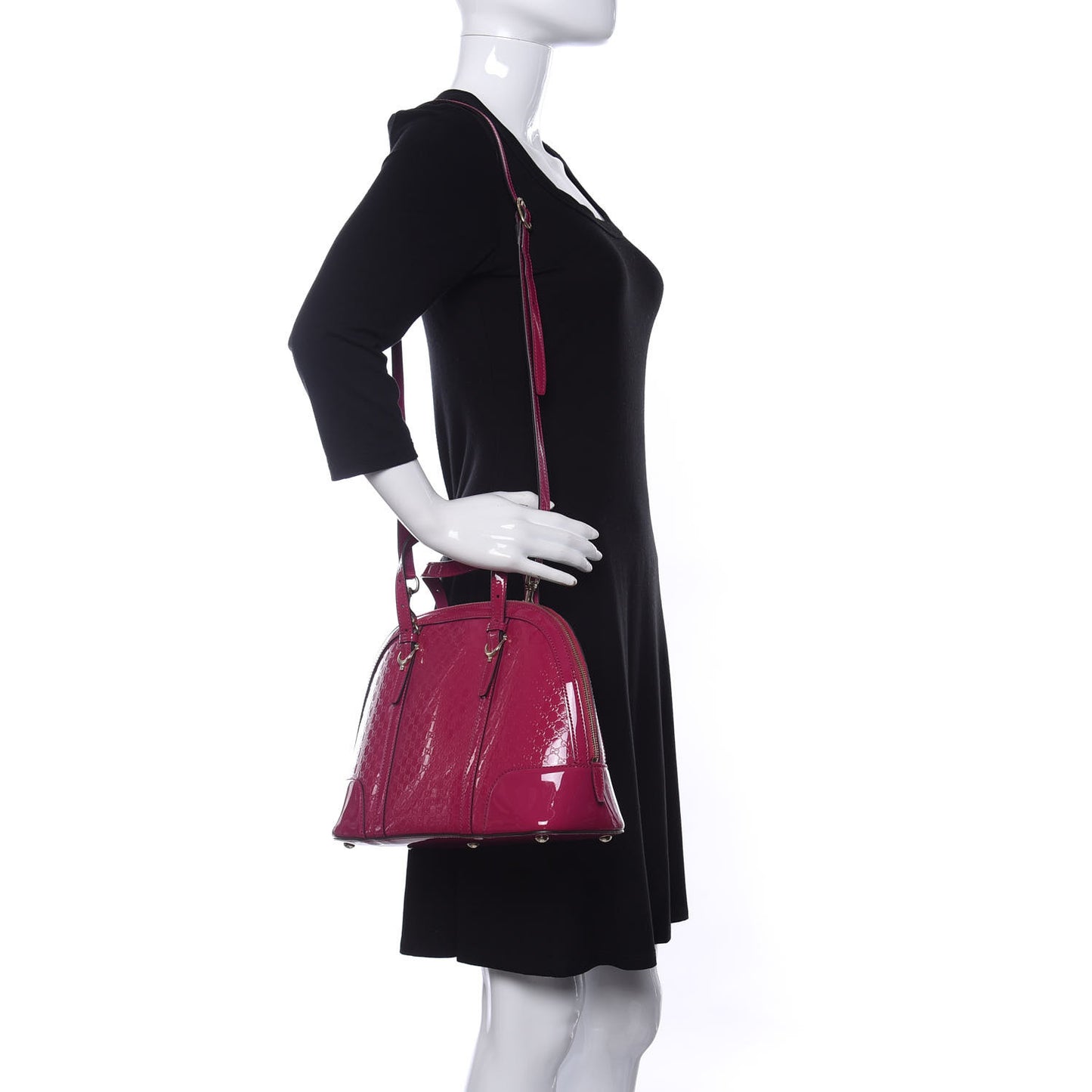 Patent Microguccissima Small Nice Top Handle Dome Bag Bright Bouganville
