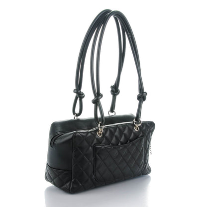 Chanel Calfskin Quilted Large Cambon Bowler Black White 3 of 7