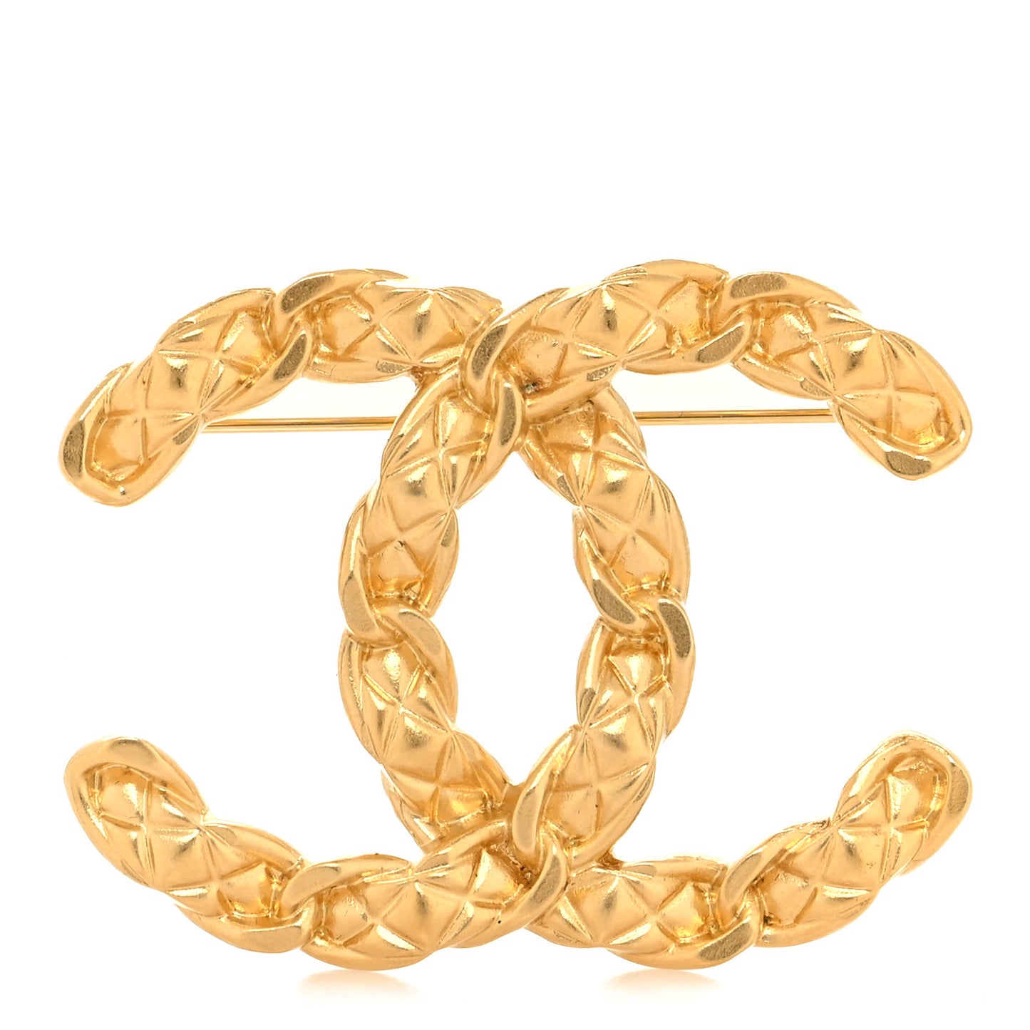Quilted CC Brooch Gold