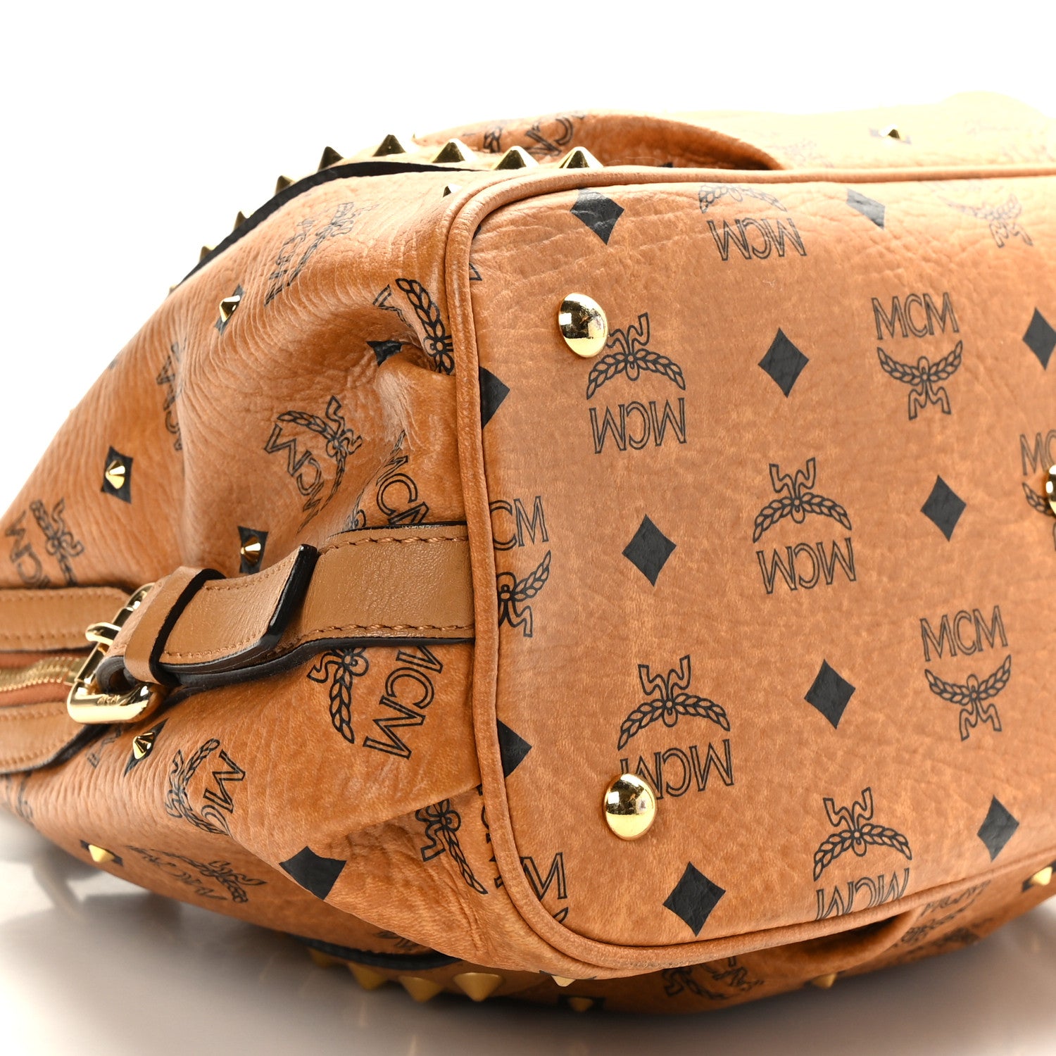 MCM Visetos Studded Shoulder Bag Cognac 7 of 8