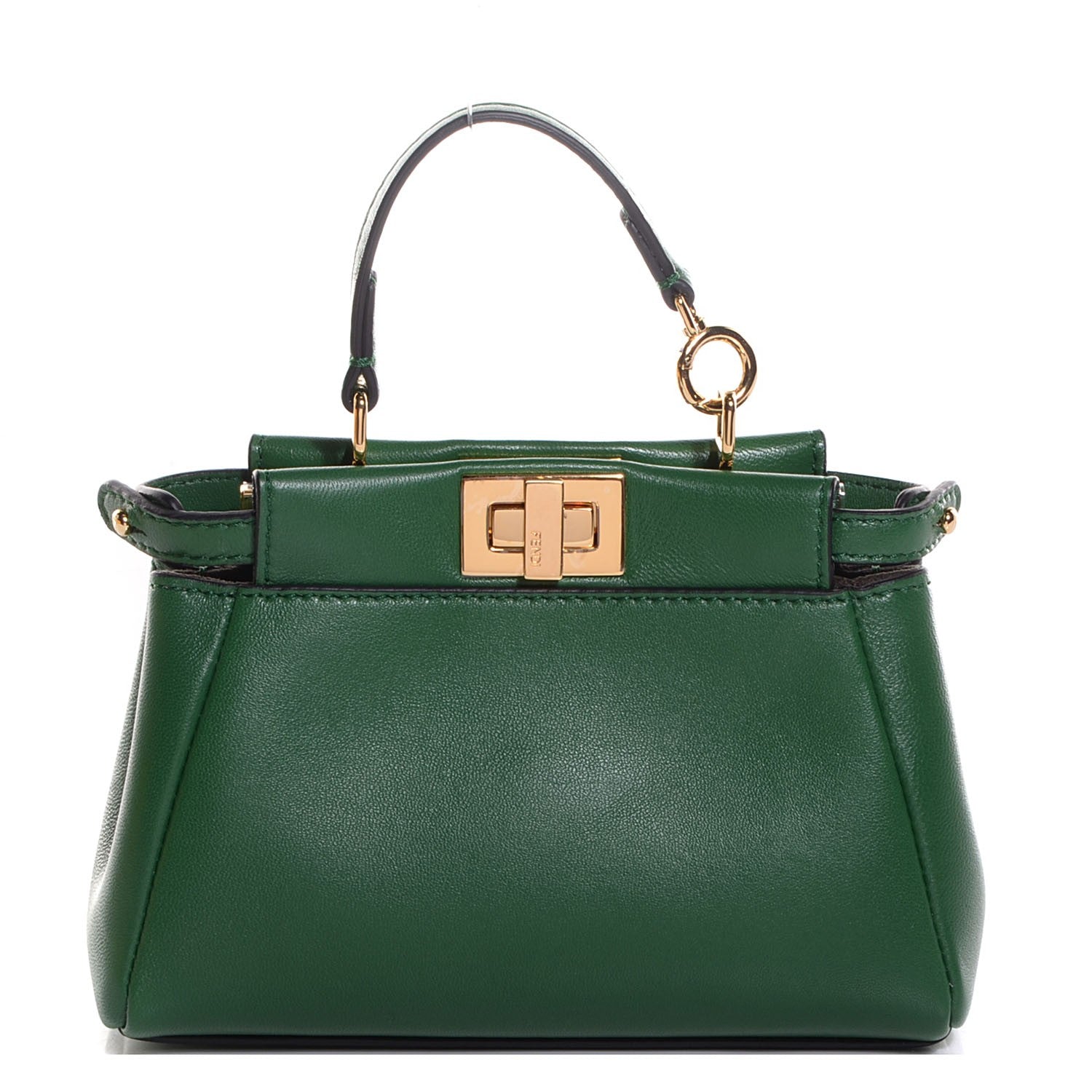 Fendi Shiny Nappa Micro Peekaboo Iconic Satchel Verde Smeraldo 1 of 8