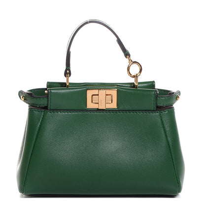 Fendi Shiny Nappa Micro Peekaboo Iconic Satchel Verde Smeraldo 1 of 8