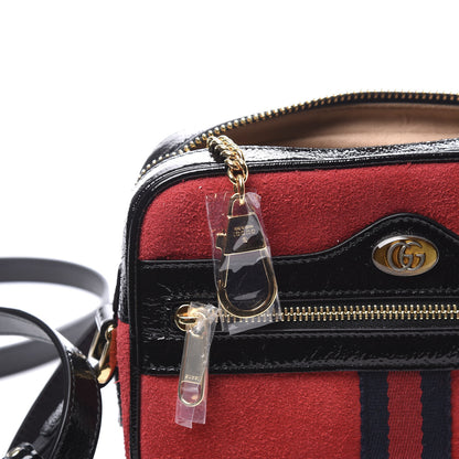 Gucci Suede Patent Web Mini Ophidia Shoulder Bag Red 9 of 11
