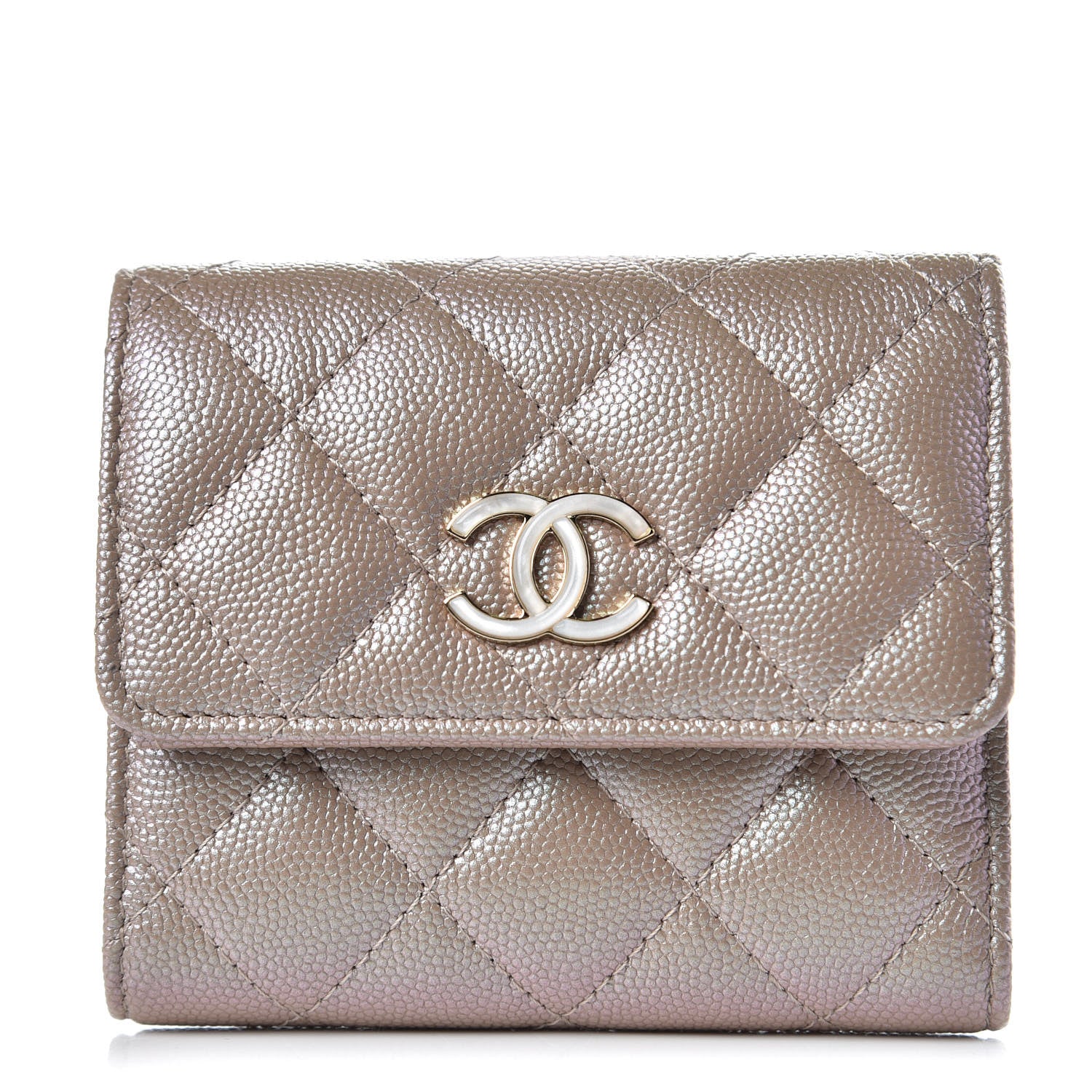 Chanel Iridescent Caviar Quilted Small Flap Wallet Beige 1 of 9